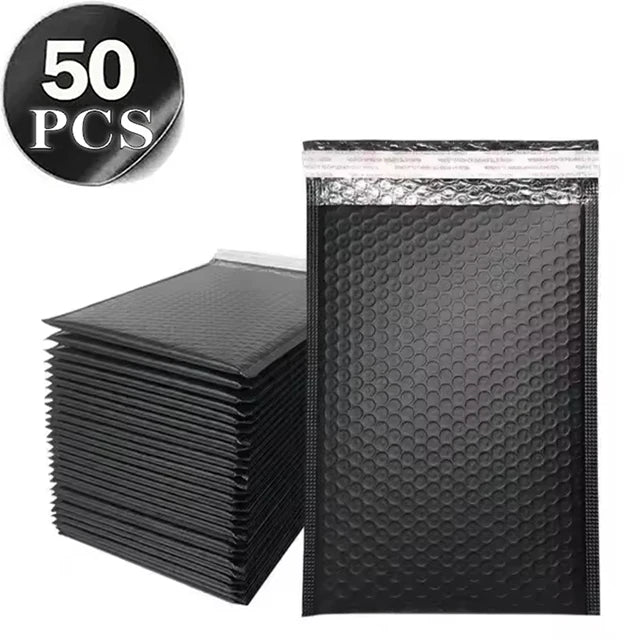 50Pcs Black Bubble Packaging Envelope Mailing Envelopes Mailer Poly Envelope for Shipping Self Seal Bubble Bags Padding
