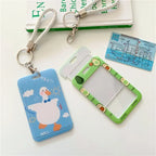 1Pc Solid Color Student Bus ID Card Protective Cover Keyring School Access Door Card Credit Card Holder Bag Set Key Chain