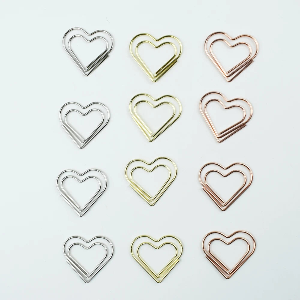 12-Piece Set Heart Paper Clips Colorful Binder for Love Notes Journaling DIY Craft School Supplies Office Organizing Party Favor
