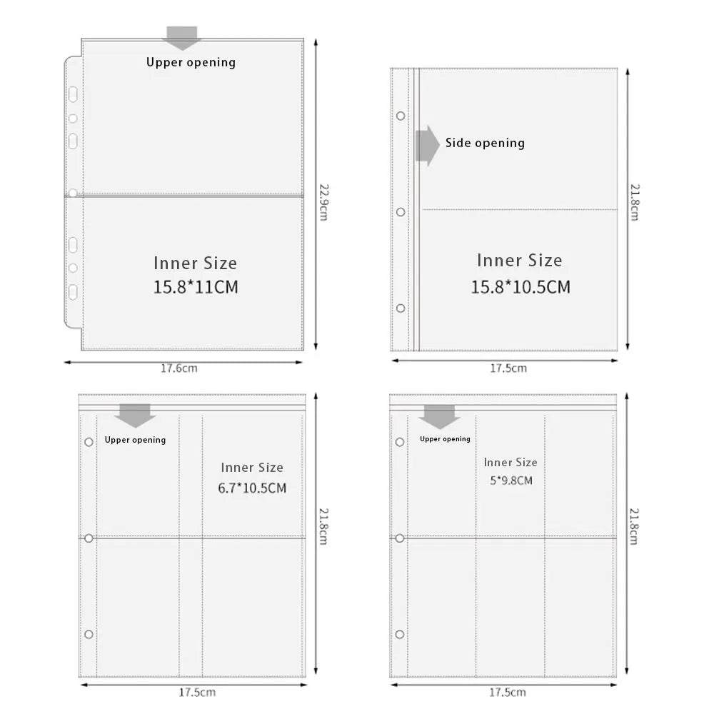 A5 3/7 Ring Binder Transparent Photo Album PP Inner Page Sleeves 1/2/4/6-Grid DIY Photocard Collect Book For 3 4 5 6 7 Inch Card