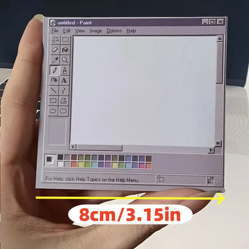 Creative Vintage Computer‑Theme Memo Pad 50 Sheets, Durable Adhesive Drawing Sticky Notes, Practical Stationery for Artists & Office Daily Work