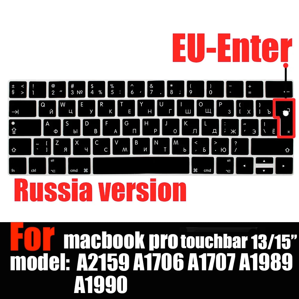 Keyboard Cover Skin for MacBook Pro with Touch Bar 13" and 15" ( Model Number A2159 A1706 A1707 A1989 A1990, 2016-20129 Release)