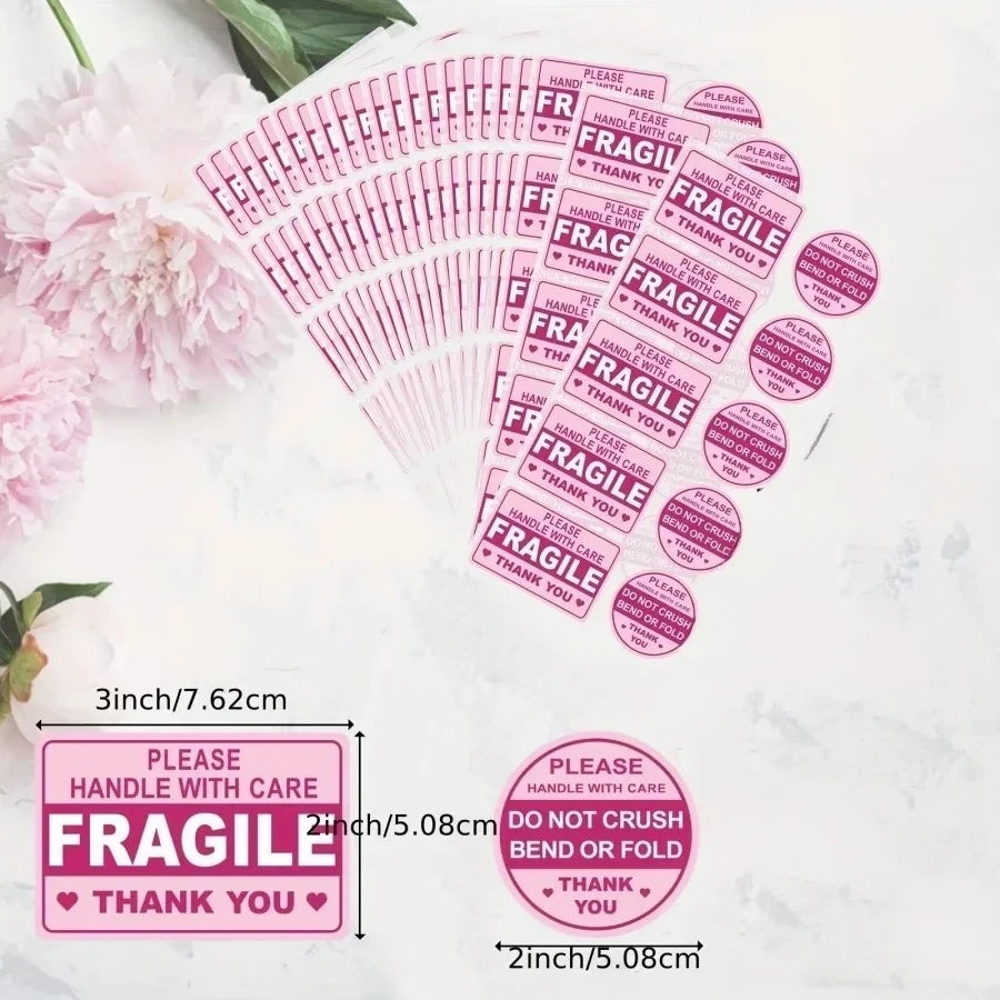 100PCS Fragile Stickers Self Adhesive Shipping Labels Warning Decals for Breakable Goods Transport