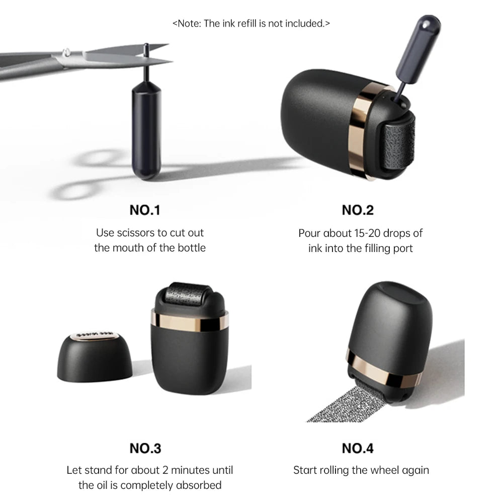 ID Protector Ink Roller Wide Identity Theft Protection Confidential Roller Signature Stamp for Data Privacy 21mm Scrolling Width