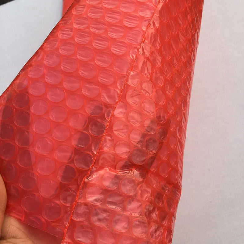 100Pack Self-adhesive Envelope Red Bubble Packing Bags PE Anti-static Shockproof Packaging Bag Double Film Bubble Bag