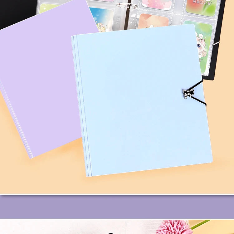 Heavy Duty A5 Card Binder W/ 55mm Large D-Rings 3-Ring Thick Photo Card Album W/ Elastic Band for K-pop Collection