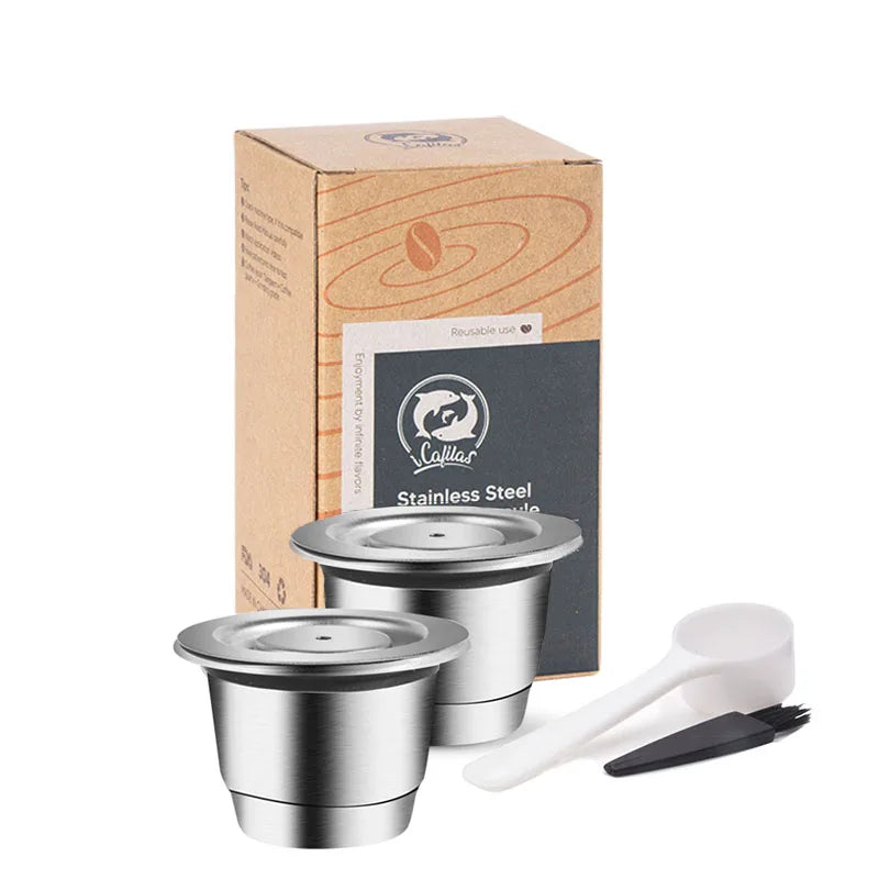 Reusable Nespresso Coffee Capsules Cup Stainless steel Refillable Coffee Capsule Refilling Filter Coffeeware