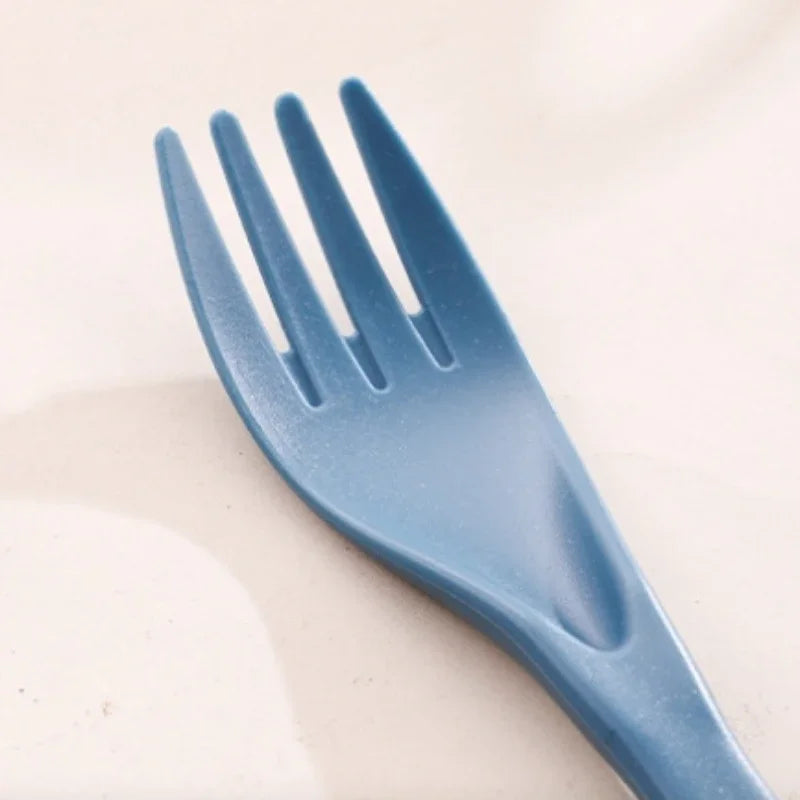 3-Piece Wheat Straw PP Utensils Set Portable Cutlery Box Lightweight Camping Travel Student Reusable Tableware  Kitchen Tools