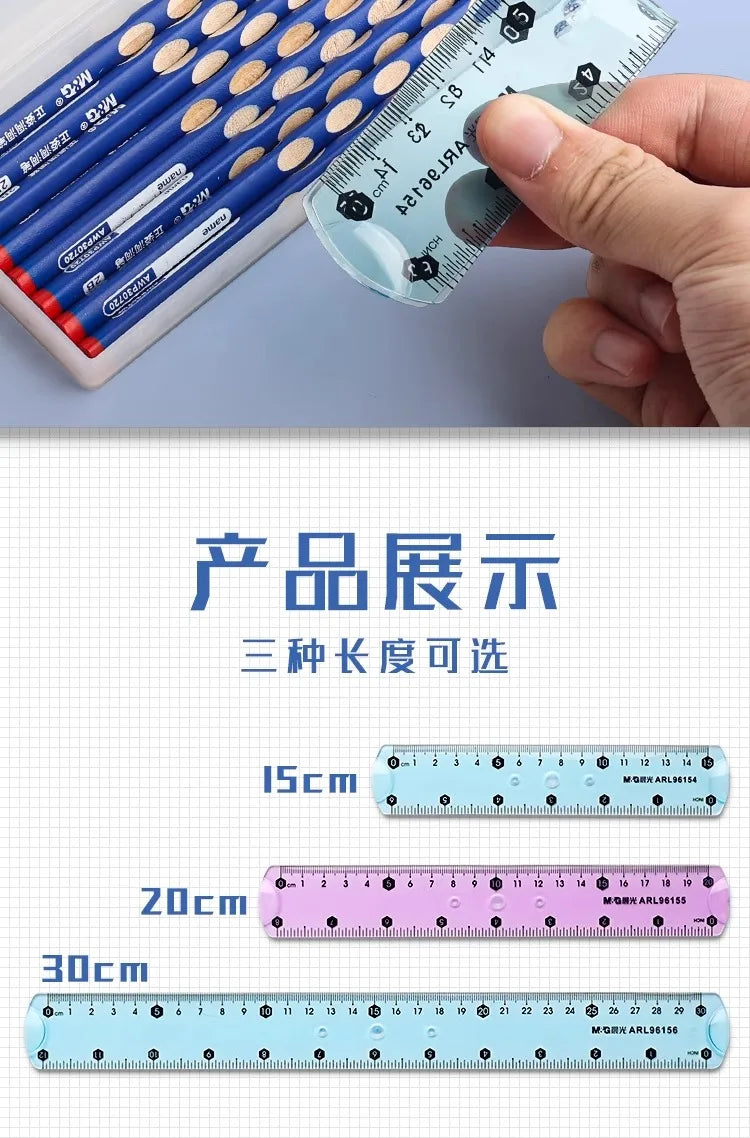 M&G 15/20/30 cm Transparent Soft Ruler for Primary School Students Folding Straight Ruler