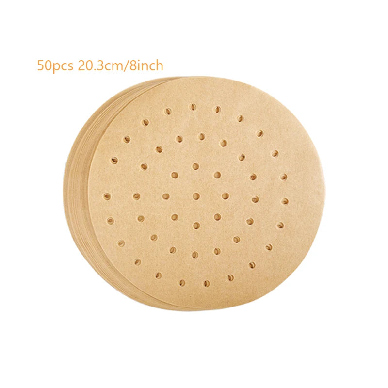 50pcs Air Fryer Parchment  Disposable Steamer Liners Kitchen Cookers Oil-proof Paper Barbecue Fryer Baking Accessories      0151