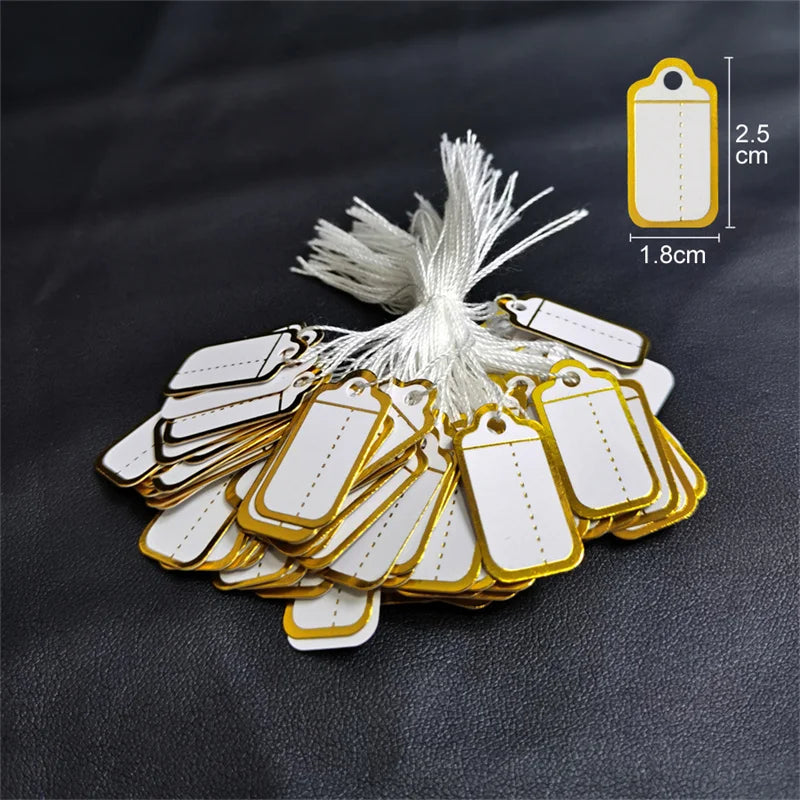 100pcs/lot Jewelry Price Tags Handwritten Labels with String Gold/Silver Color Paper for Accessories And Wares