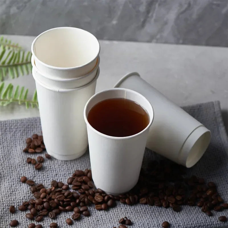 20pcs White Party Disposable Paper Cup Coffee Cup Kitchen Accessories DIY Decoration Children Birthday Wedding Picnic Tableware