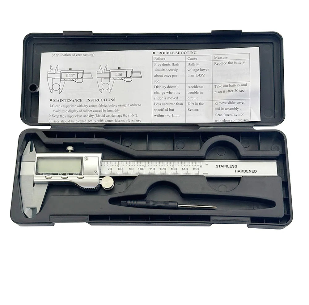 0-150mm Zinc Alloy Digital Caliper Metal Caliper Professional Vernier Caliber Measuring Tools Woodworking Thickness Gauge Depth