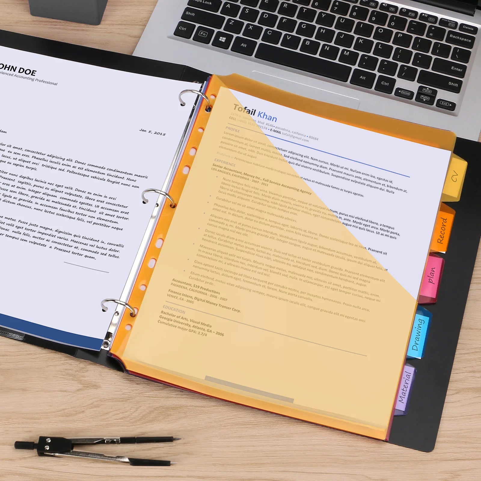 EAGLE 3-Ring Binder A4 Size with 5 Index Dividers & Custom Labels, Professional Presentation Folder for Office School Organizer