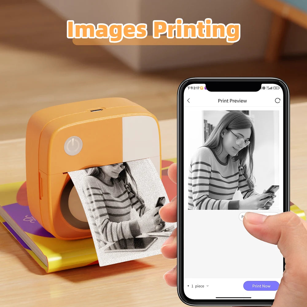 New Photo Printing Machine D2 Mini Printers Thermal Paper Stickers Paper Printer Label Sticker Printer Label Maker Printer