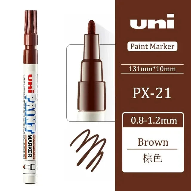 1pcs Japan UNI Paint Marker PX-21 Color Oil-based Permanent 0.8-1.2mm Tire Touch Up Painting Waterproof Graffiti Art Supplies