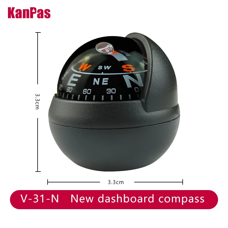 KANPAS Compass for Car/Small Dashboard Compass/Compass for Boat/No Leaking Compass/Double Dial/Luminous
