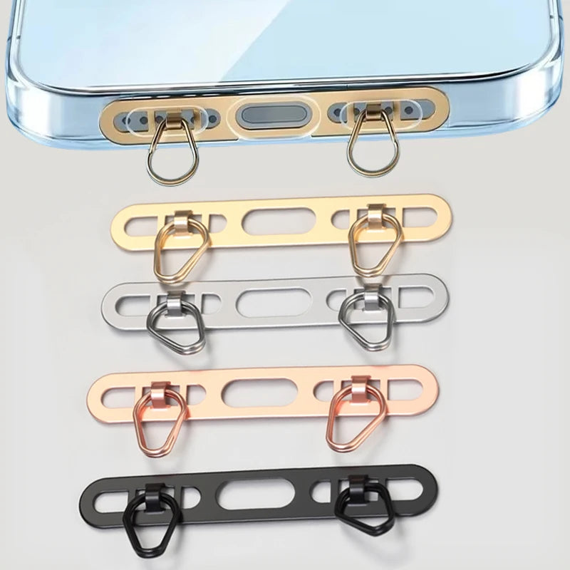 1/2/3Pcs Metal Phone Lanyard Side Hanging Patch For iPhone Stainless Steel Clip Double Buckle Phone Straps Gasket Connect Piece