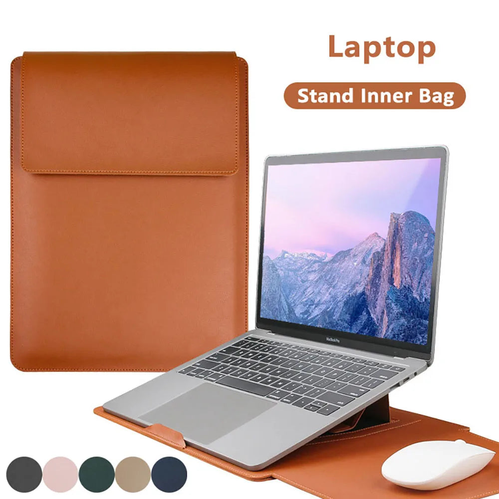 PU Leather Laptop Computer Sleeve Case Bag Stand Cover Pouch Man Women 13 14 15 15.6 16 inch for Macbook Air Samsung HP Lenovo