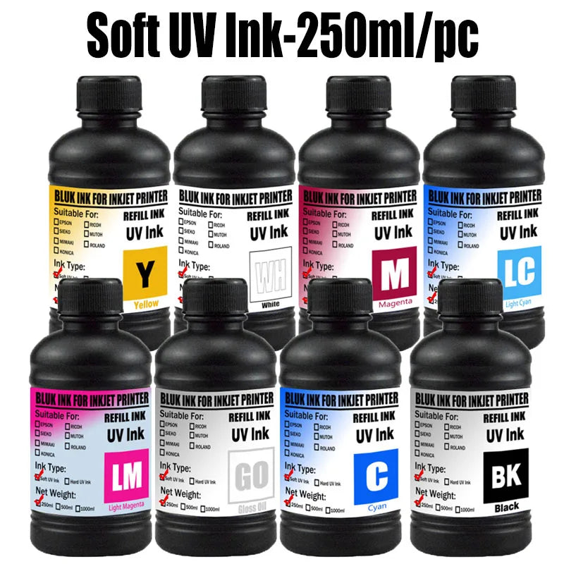For Epson UV Hard ink Soft ink White LED UV Ink For Epson DX5 DX7 XP600 TX800 Printhead I3200 I1600 R1900 R2000 Rl800 Printer