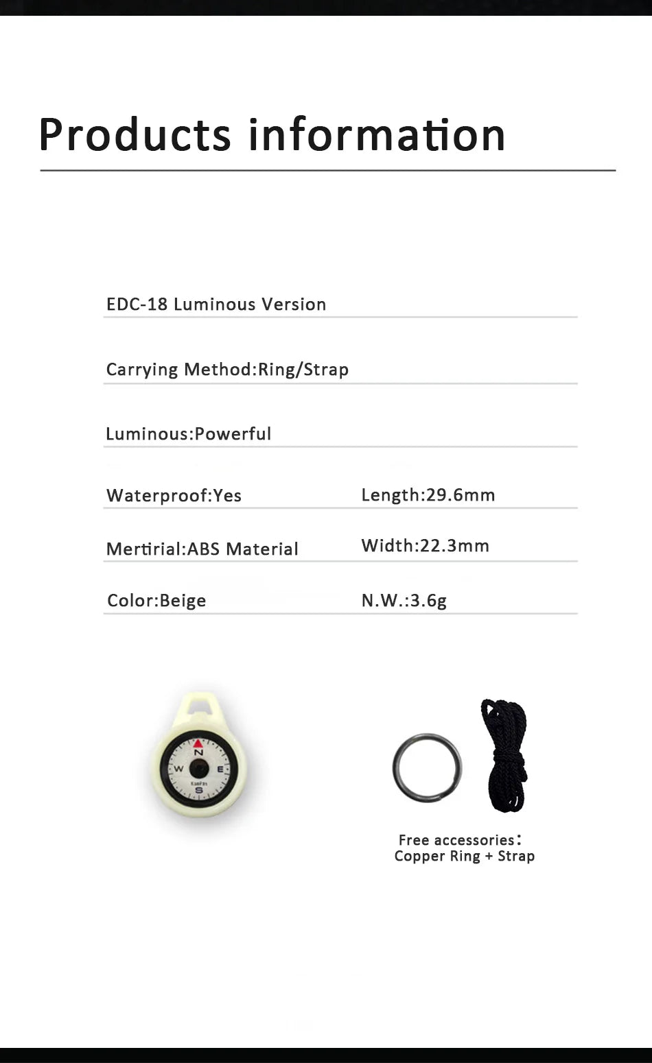 Kanpas EDC Outdoor Compass with Luminous / High Quality Compass / Outdoor Compass / Adventure Compass / K18 / K25