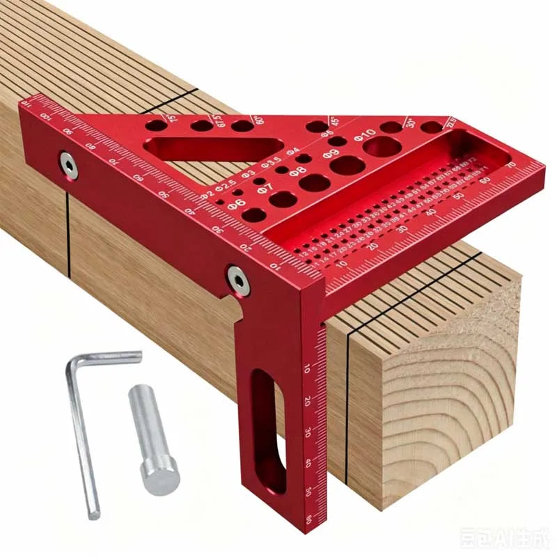 3D Multi Angle Woodworking Square With Scribing Pin 22.5-90 Degree Precision Protractor Carpenter DIY Measuring Tool Gift