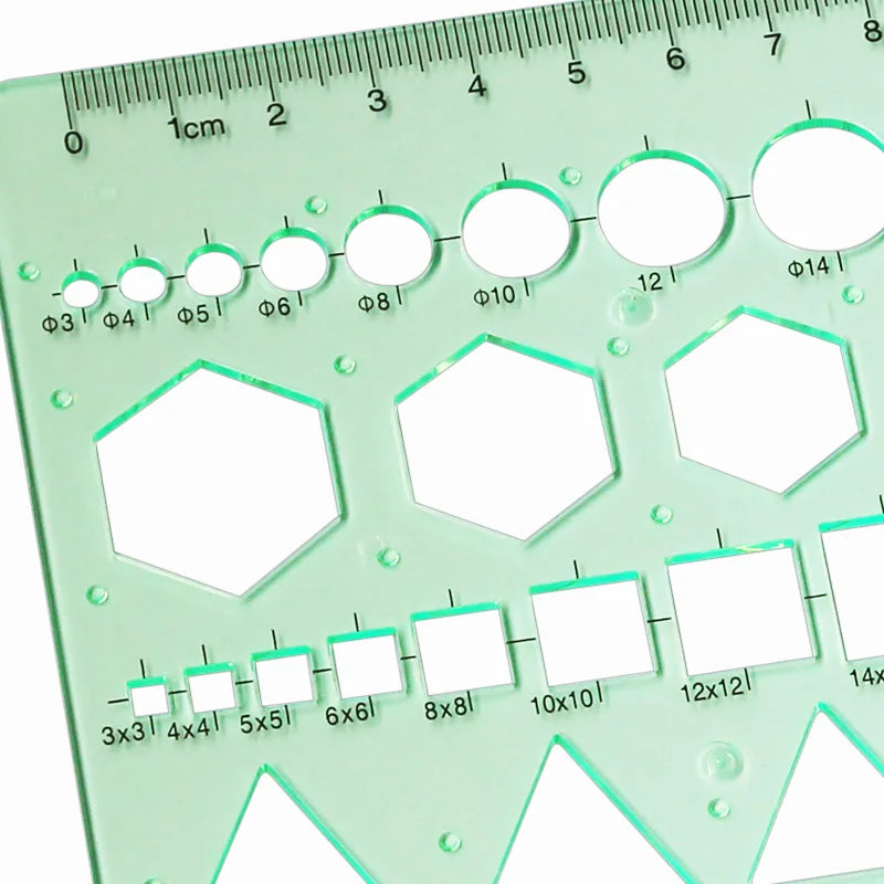 Brand New Green Geometric Template Ruler Mapping Drawing Tools Ruler Suitable For Student School Stationery