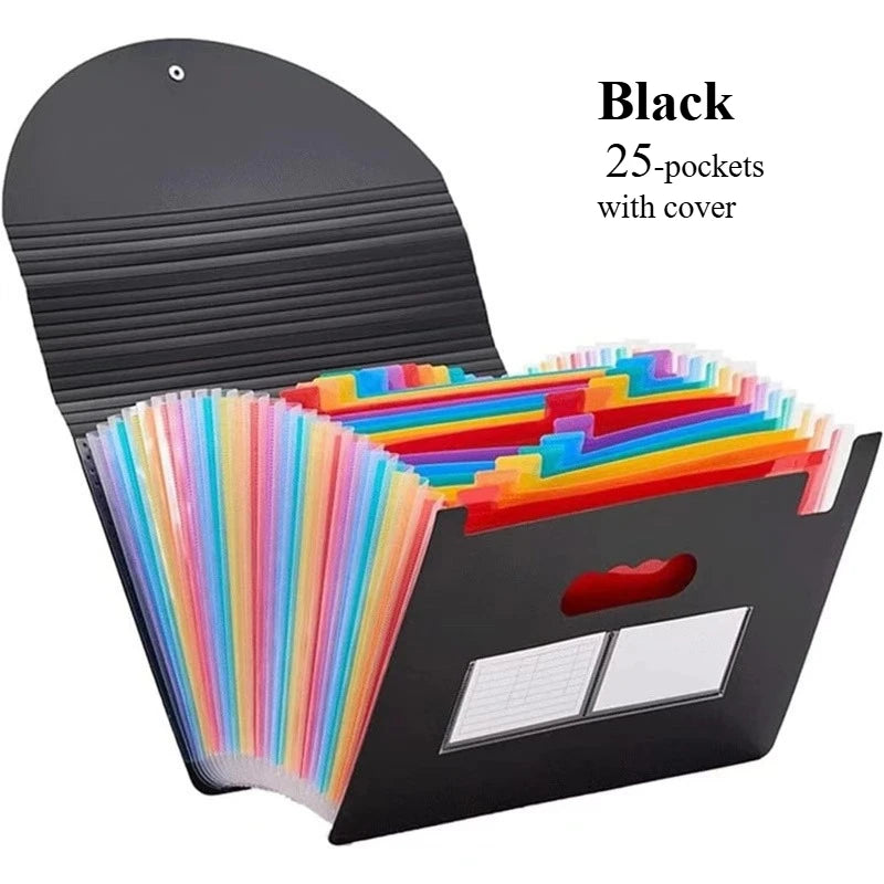 Large Capacity 13/25/37 Pockets A4 Accordion File Organizer w/Cover Handheld Document Folder Colorful Storage for School Office