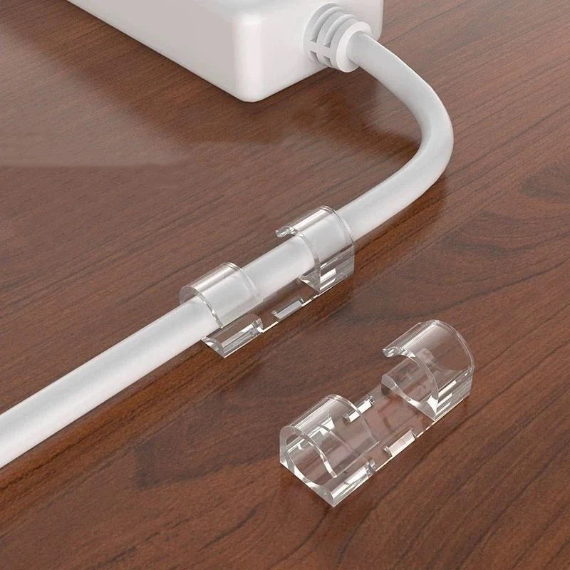 20/100pcs Cable Organizer Clips Cord Holder Transparent Management Wire Manager Home Office USB Data Line Winder Hooks Protector