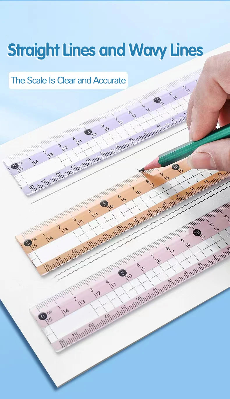 8-Piece Set of Measuring Rules for Students Including Compass Measuring Angle Ruler Triangular Ruler Measuring and Drawing Compl