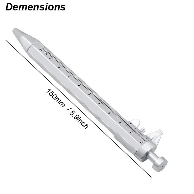 Vernier Caliper Pen Metric mm Ballpoint Stationery Blue Black Refill Student Plastic Measure Piston Tool Micrometer Ruler 100mm