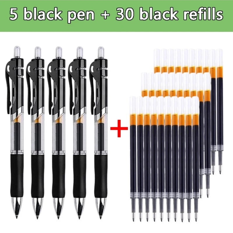 Press Gel Pen Signature pens Blue Black Red Refill Pen Bullet tip Gel Pen School office supplies art stationery