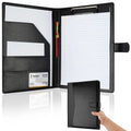 Multifunctional leather folder with A4 writing pad cover including 1 lined notepad, can hold bank cards and other storage