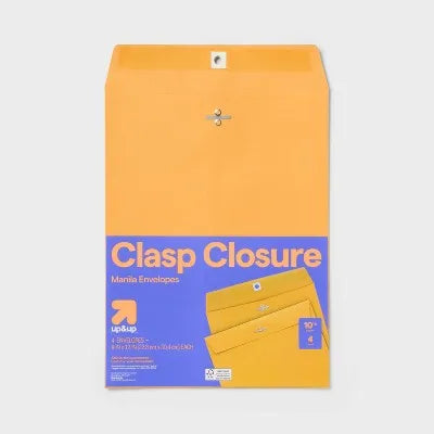 4ct 9" x 12" Clasp Closure Manila Envelopes: Large Mailing Envelopes, Beige, Paper, Stationery, 4 Pack