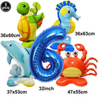 Ocean Animals Theme Disposable Tableware Plates Napkins Cup Paper Straws Whale Turtle Balloon Under The Sea Birthday Party Decor