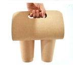 50pcs Disposable Milk Tea Handheld Cup Holder Thick Kraft Paper Takeaway Portable Package Creative Coffee Paper Cup Handle