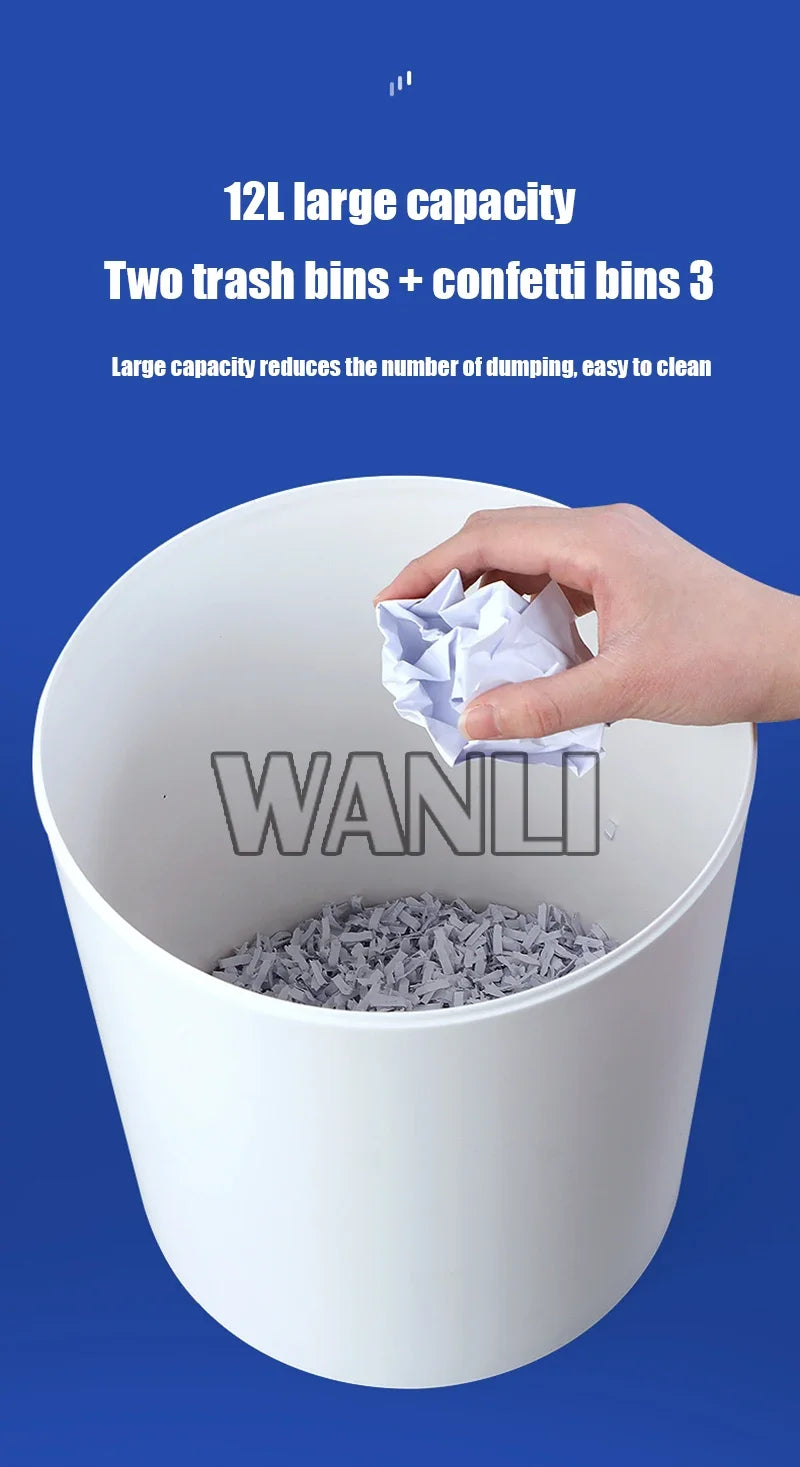 New 12L Waste Paper Shredder Home Office Portable Granular Electric Shredder Paper Scraps 4-level Mini A4 Data Desktop