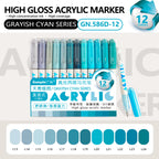 GuangNa 168/12 Colors High Gloss Acrylic Marker Pen Set,Hard Headed Drawing Pens,DIY Graffiti Paint Pen Stationery,GN.586