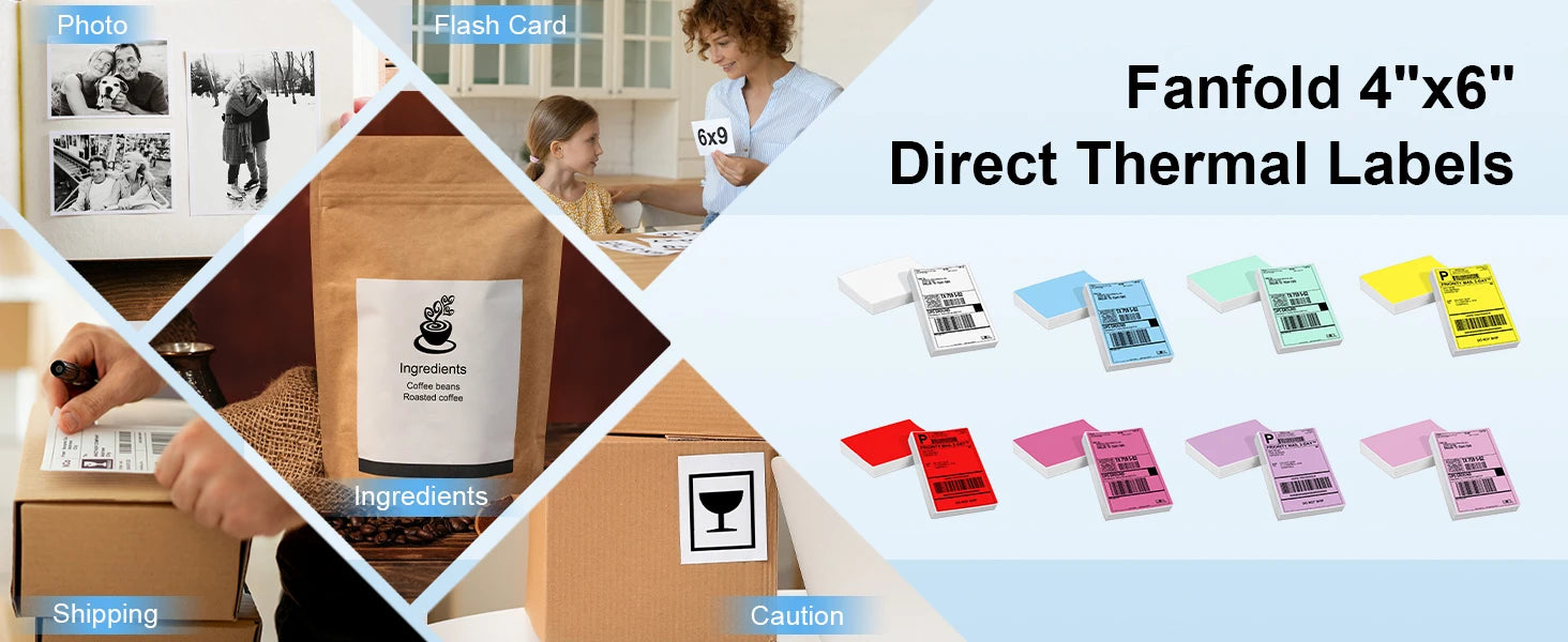 Phomemo PM-241BT Shipping Label Printer Label Sticker Round Label Square Label Rainbow Color DIY Logo Design Small Business
