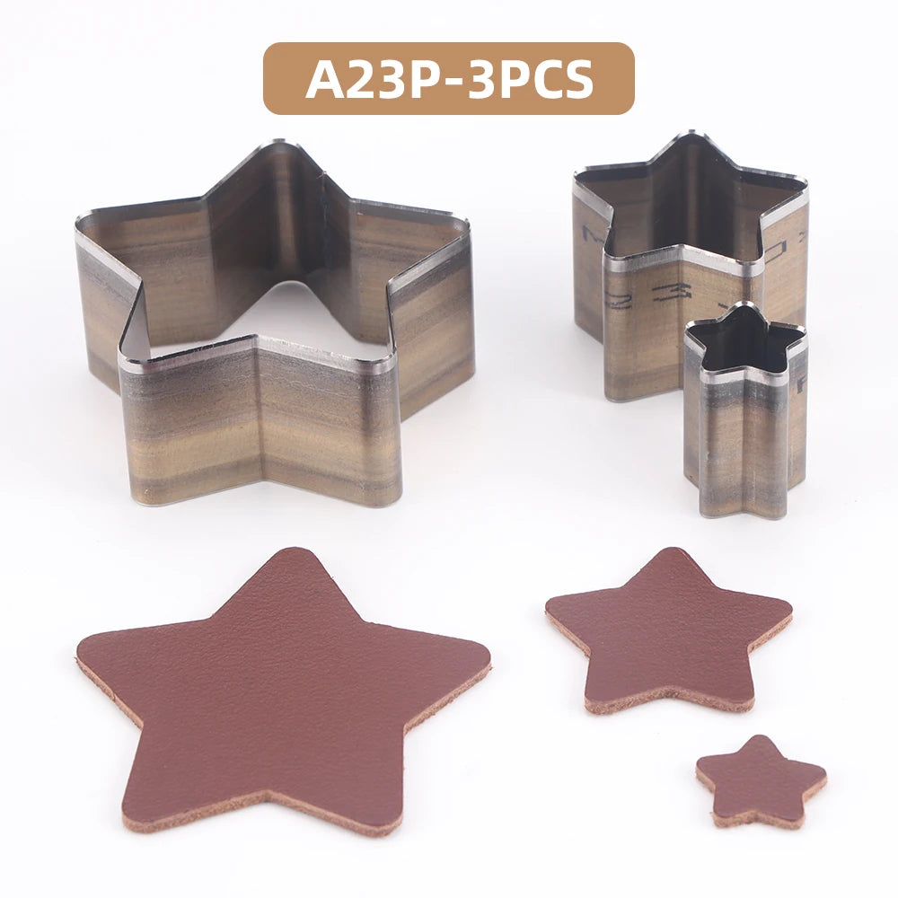 3pc DIY Cutting Punch Die Mold, Love/Star/Water Drop Handmade Leather Puncher, Making Creative Leather Craftwork Stencil Mould