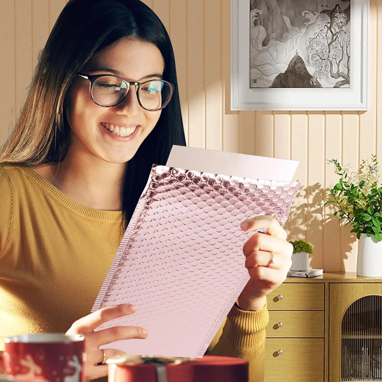30Pcs/Pack Holographic Bubble Mailers Padded Envelopes Waterproof Shipping Bags,Self Sealing Thicken Envelopes for Mailing