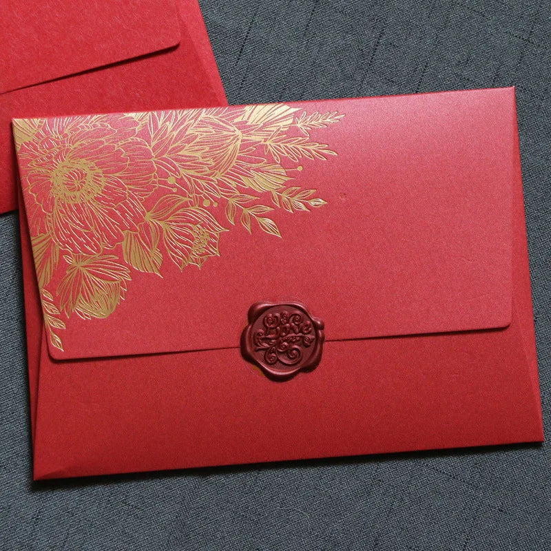 10pcs/special Paper Card Hot Stamping Invitation Letter Envelope, Pearl Paper Packaging Thick Envelope