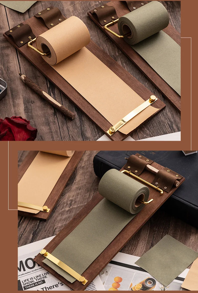 Vintage Sticky Note Clip Hanging Roll Paper Sticky Note No Sticky Ins Wind Board Note Blank Notepad Message Pad