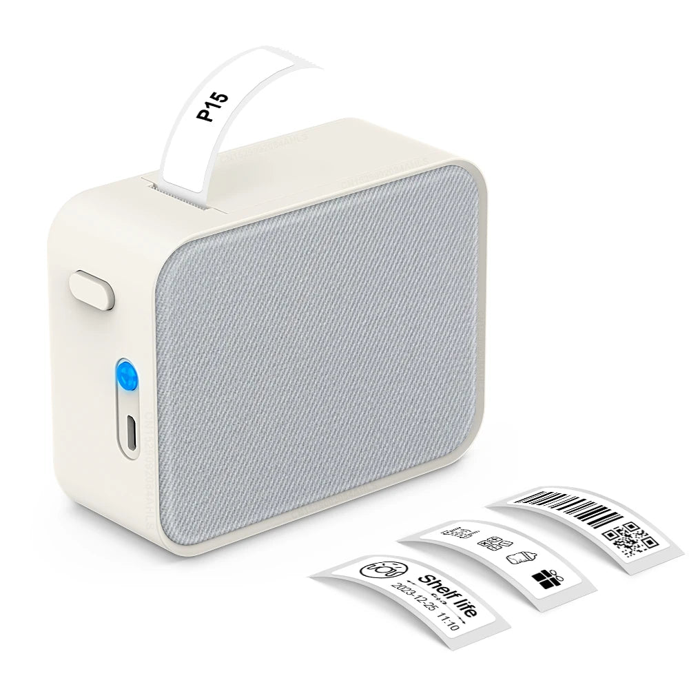 P15 Label Printer Portable Mini Thermal Printer Without Ink Bluetooth Wireless Labeling Machine DIY Barcode Sticker ot 3PK Label