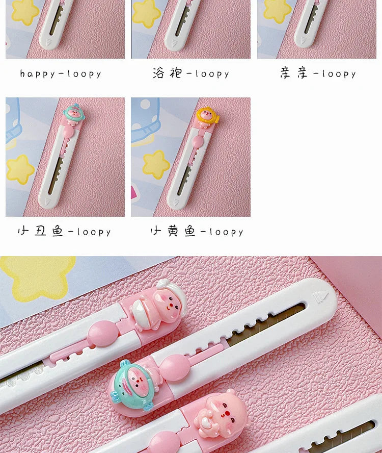 1pc Mini Portable Art Knife Students Use Envelope Opener Cute Cartoon Paper Cutter Office Stationery Express Unpacking Device