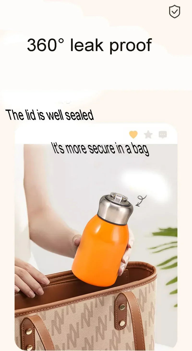 New High-value Mini Chubby Big Belly Cup 304 Stainless Steel Vacuum Thermos Cup Portable Carrying Ring Accompanying Cup