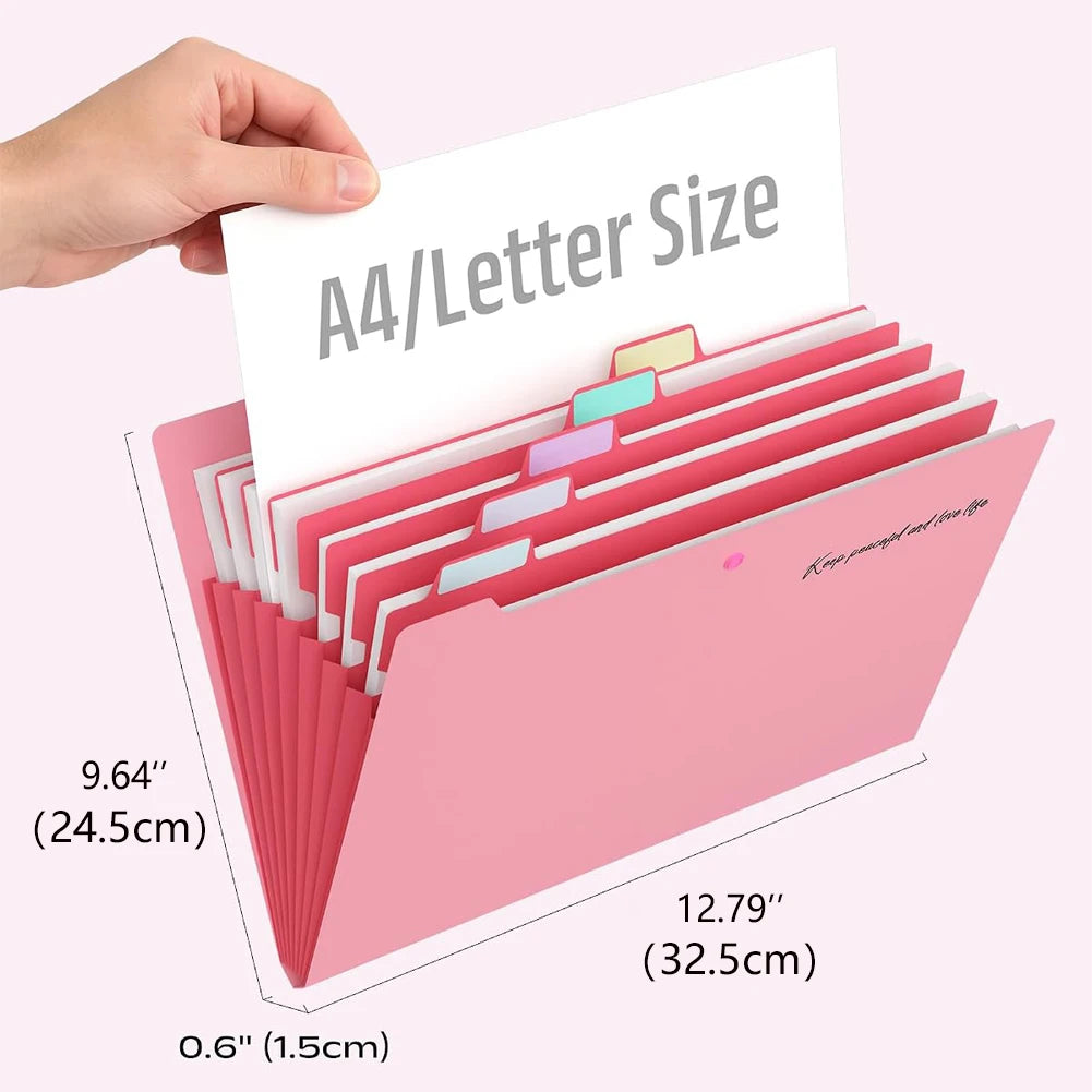 Accordion File Organizer 8 Pockets Expanding File Folder with Labels A4 Letter Document Paper Organizer for School Office