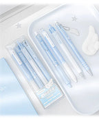 4pcs/set Pearl Angel Gel Pen Set Cute Exam Pens with Wing Design Kawaii Cartoon 0.5mm Black Ink for Kids Back To School Student