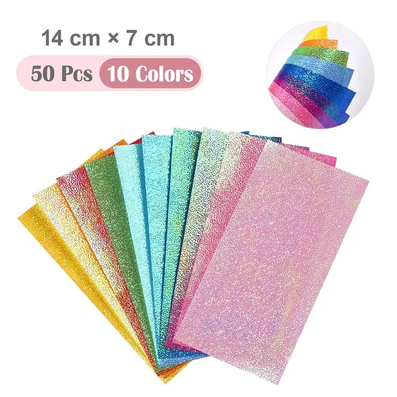50pcs 10colour Square Origami Paper Single-Sided Pearl Paper Folding Paper Multicolor Kids Handmade DIY Scrapbooking Craft Decor