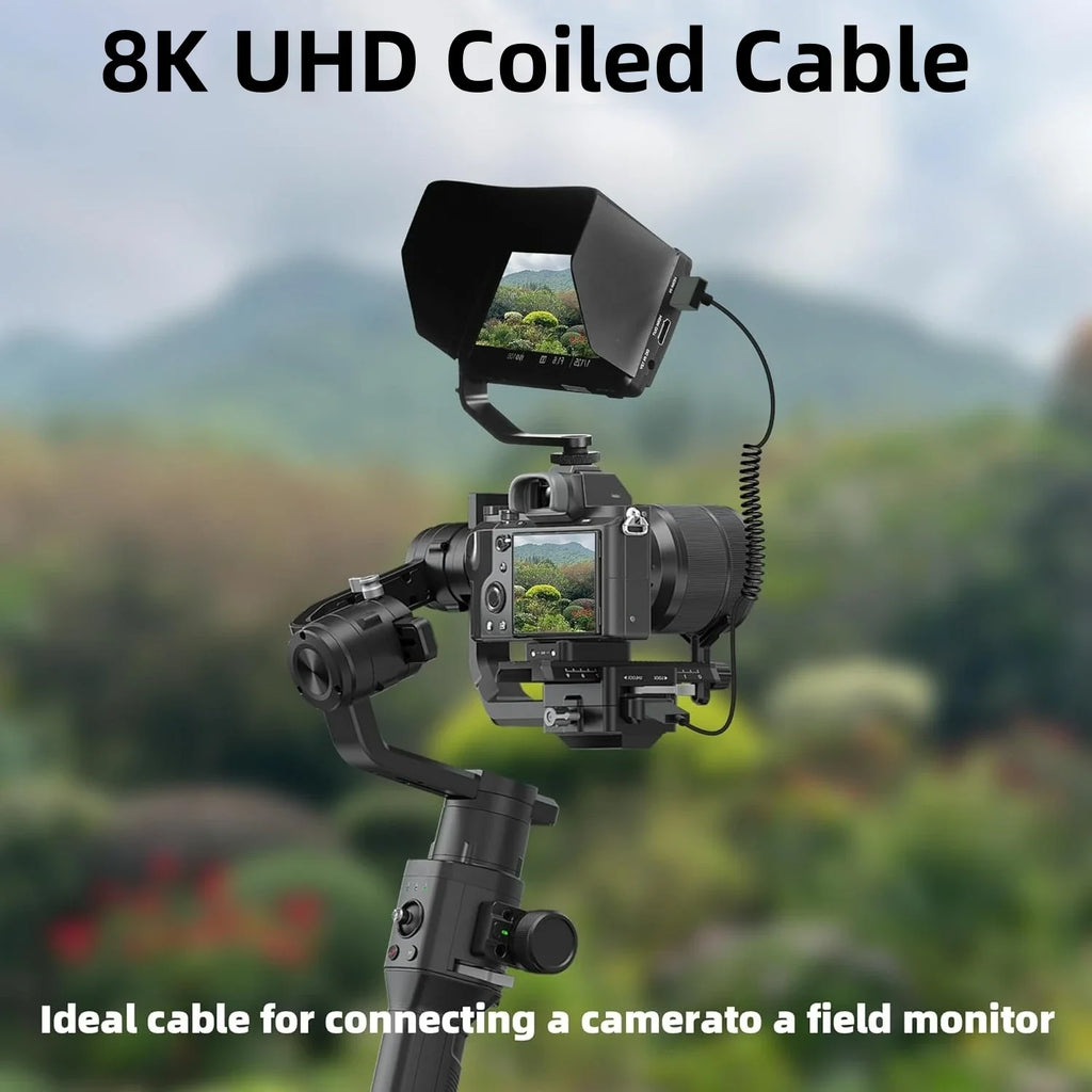 8K UHD Cable High Speed HDMI-compatible Mini/Micro HDMI-compatible Coiled Cord for HDTV Laptop PC PS4 Camera DV Monitor Display